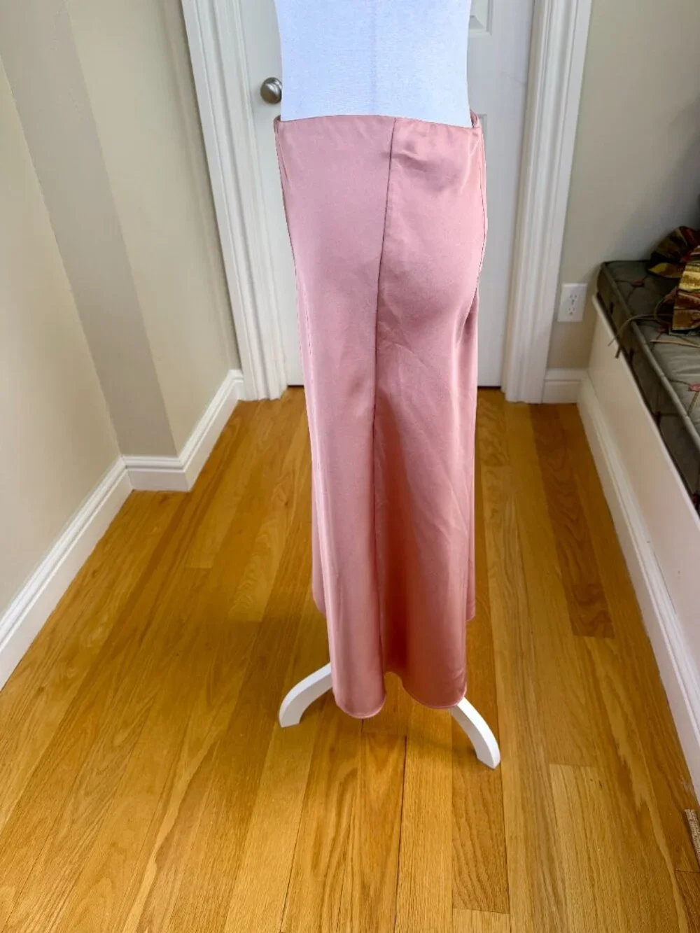 J.Crew Satin Skirt Midi Maxi Light Pink Pull On (L)